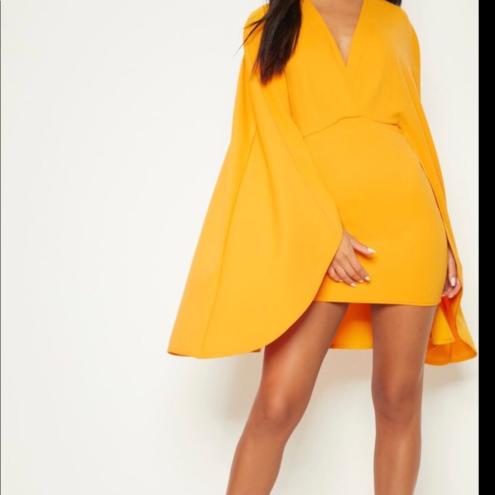 Mustard cape dress
